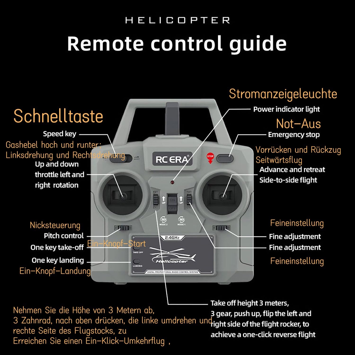 Elicottero radiocomandato UH-1, scala 1:48, funzione di controvolo | Controllo da 2,4 GHz, localizzazione ottica della corrente, adatto per adulti, modello C032