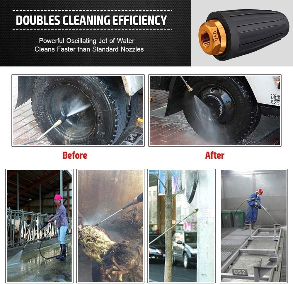YUET Turbo-Düse Für Hochdruckreiniger - Drehbare Sprühdüse 1/4 Zoll Mit 5 Spitzen