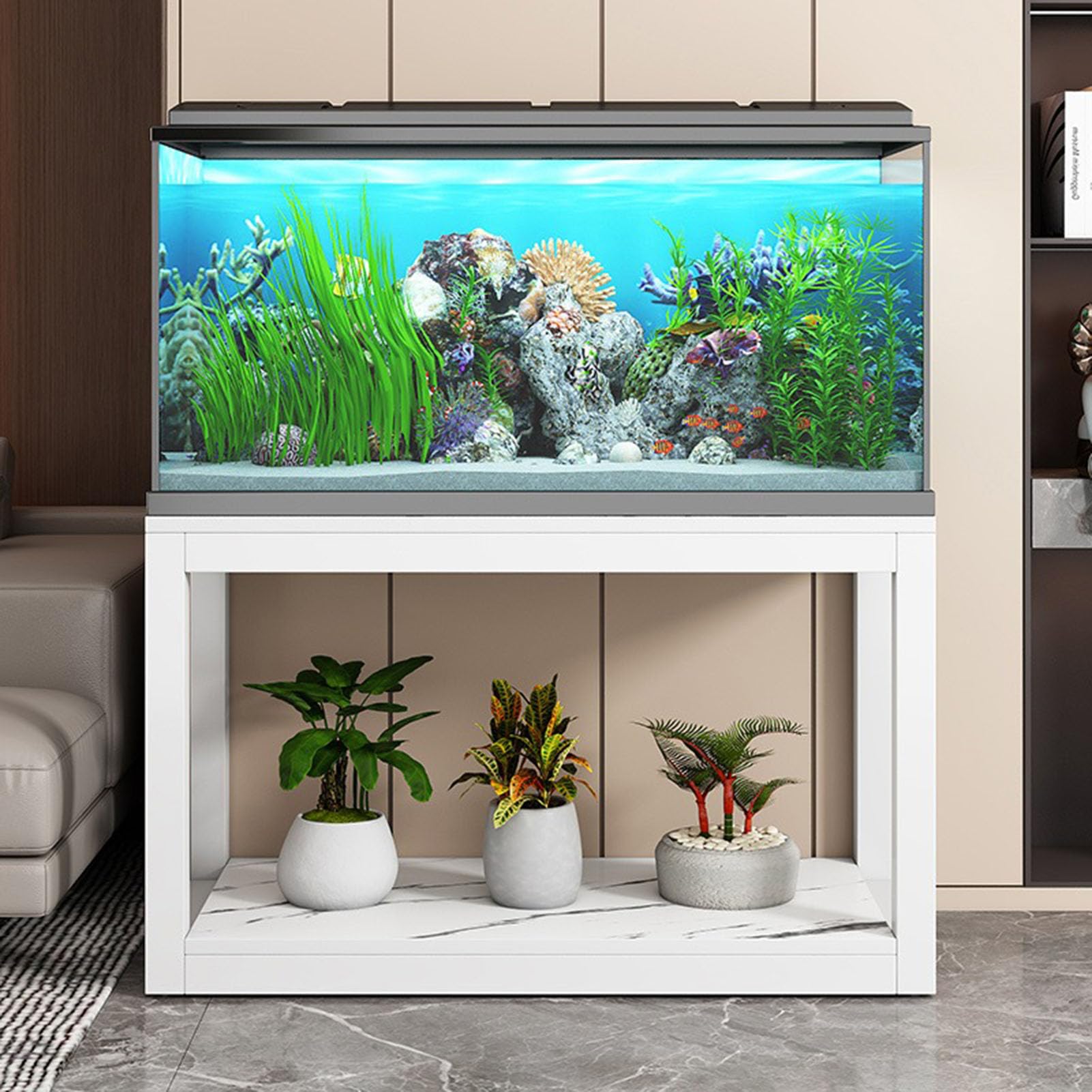 Support d'aquarium en métal stable étagère terrarium double