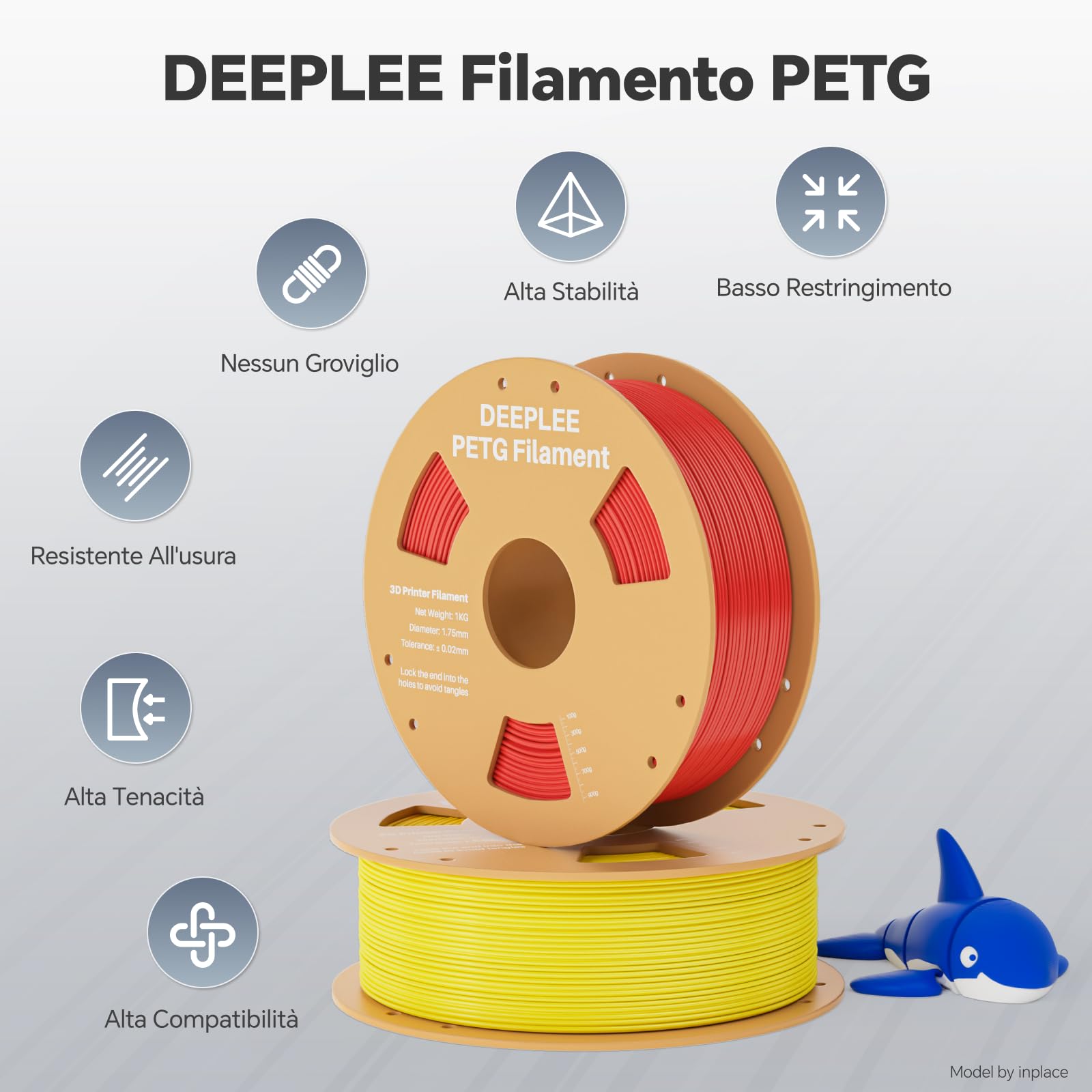 DEEPLEE Filamento PETG 1,75 mm, Filamento per Stampante 3D PLA, Precisione Dimensionale +/- 0,02 mm, per la Maggior parte delle Stampanti 3D FDM 4KG(1KG/Bobina) Marrone
