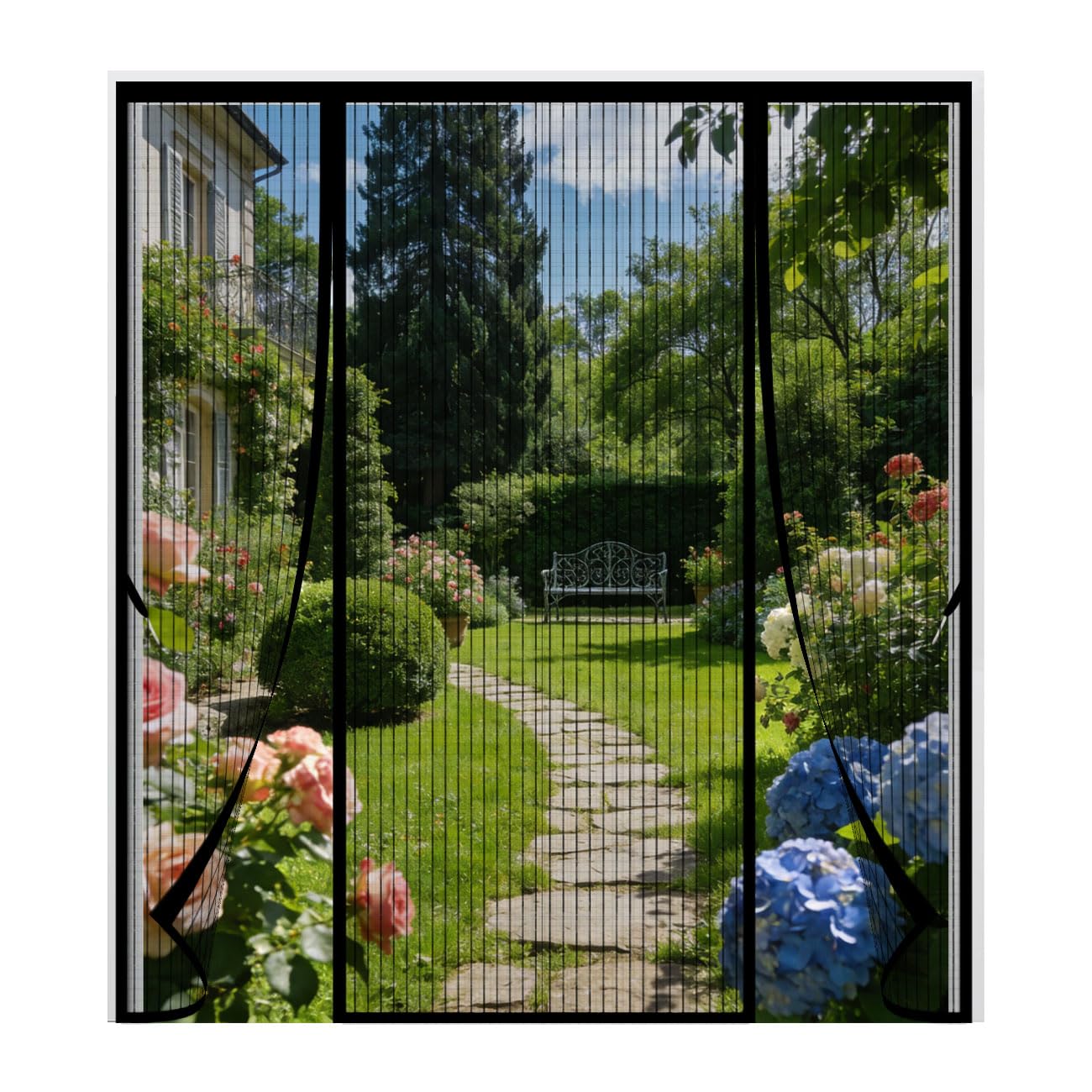 Moustiquaire porte magnétique 175x200cm noire pour grande baie vitrée
