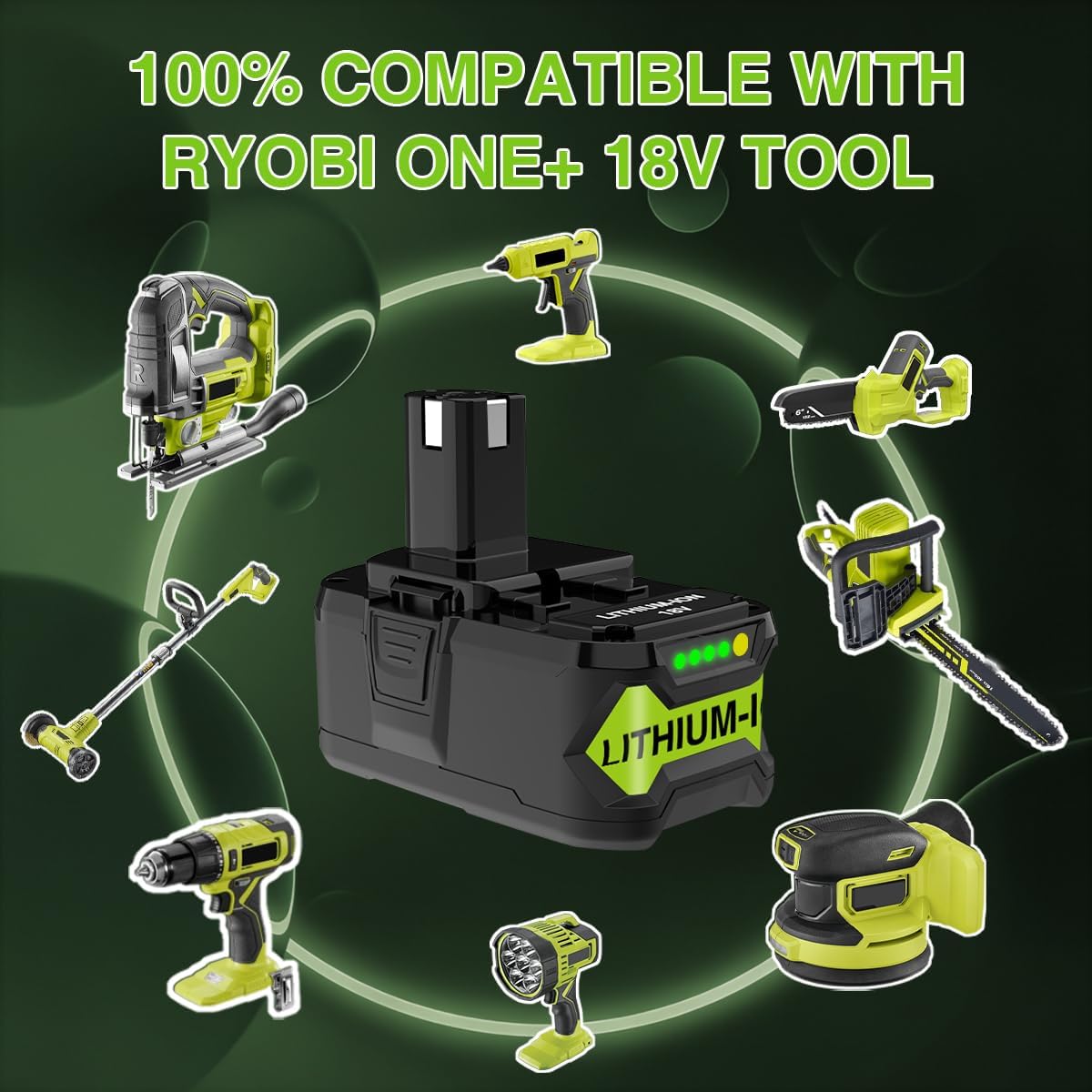 8000mAh P108 18V Battery Compatible with Ryobi 18V ONE+ Battery Replacement P102 P103 P104 P105 P106 P108 P107 P109 P190 Cordless Power Tools (2Pack)