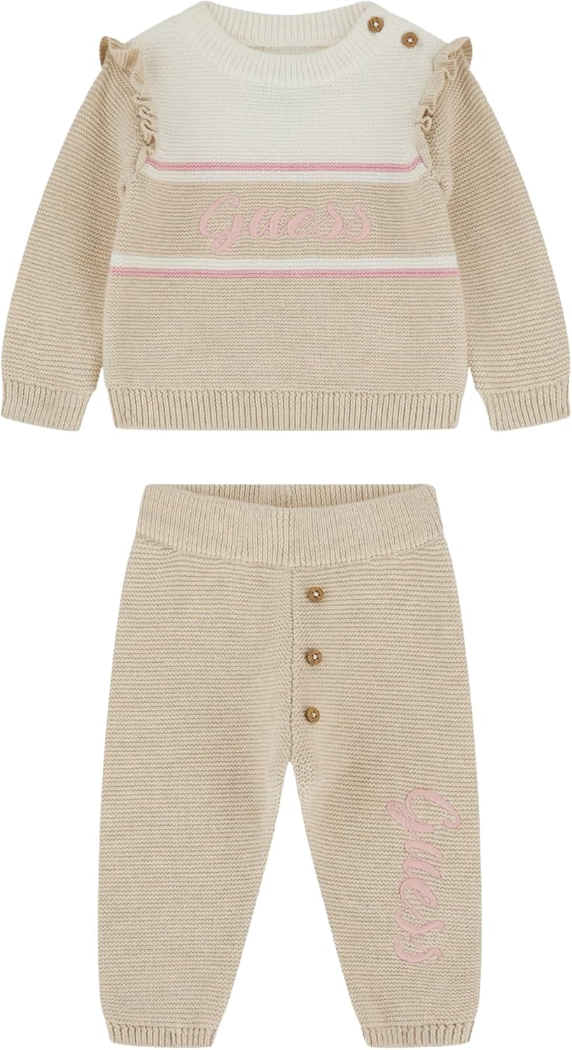 GUESS Baby Girls' Eco Long Sleeve Sweater and Knit Pants Set
