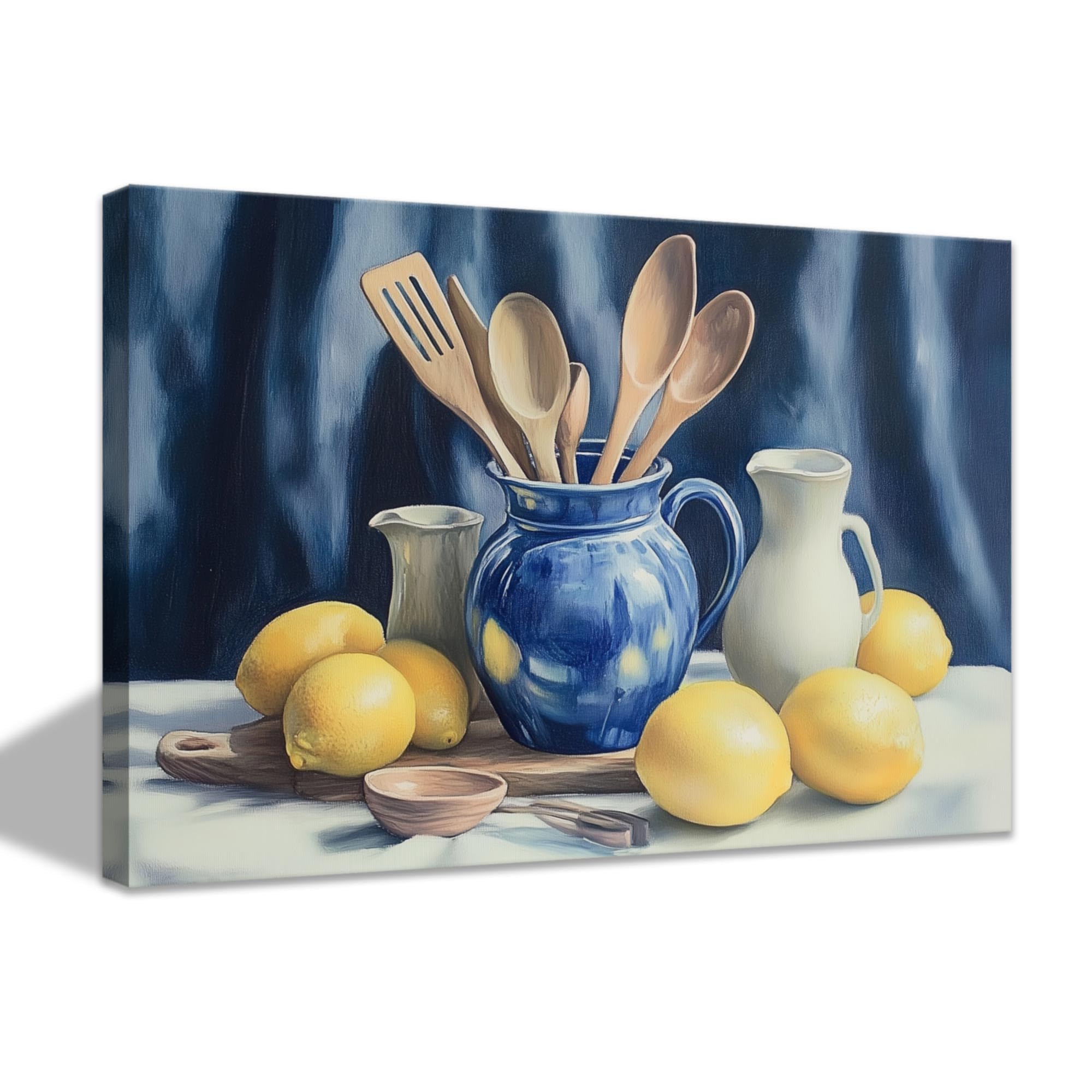 CCWACPP Lemon Canvas Wall Art Kitchen Wall Decor Citrus Fruit Painting Yellow Picture Lemons Artwork Prints Dining Room Farmhouse Pantry Decor Framed (70.00 x 105.00 cms)