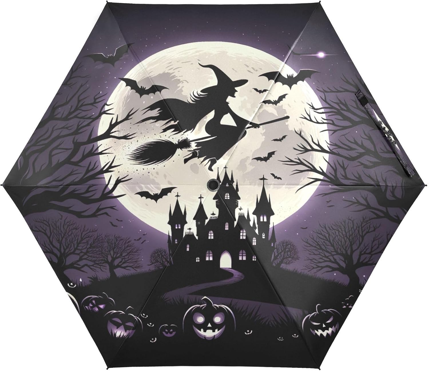 Compact Umbrella, Lightweight Durable Umbrellas for Sun for Women, Travel Umbrellas for Sun, Halloween Witch Pumpkin Funny