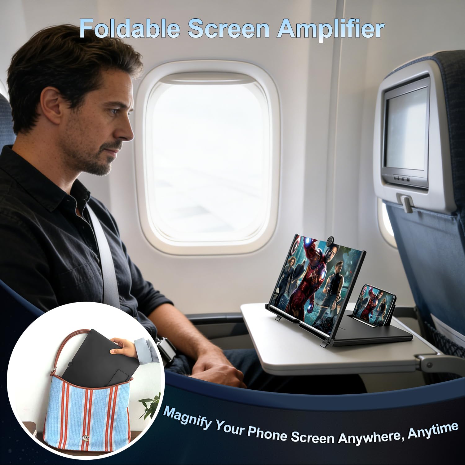 for 18" Mobile Phone Screen Magnifier 3D HD Projector Screen for Movies, Videos, Foldable Stand with Screen Amplifier, Supports All Smartphones,18 inches — view 7