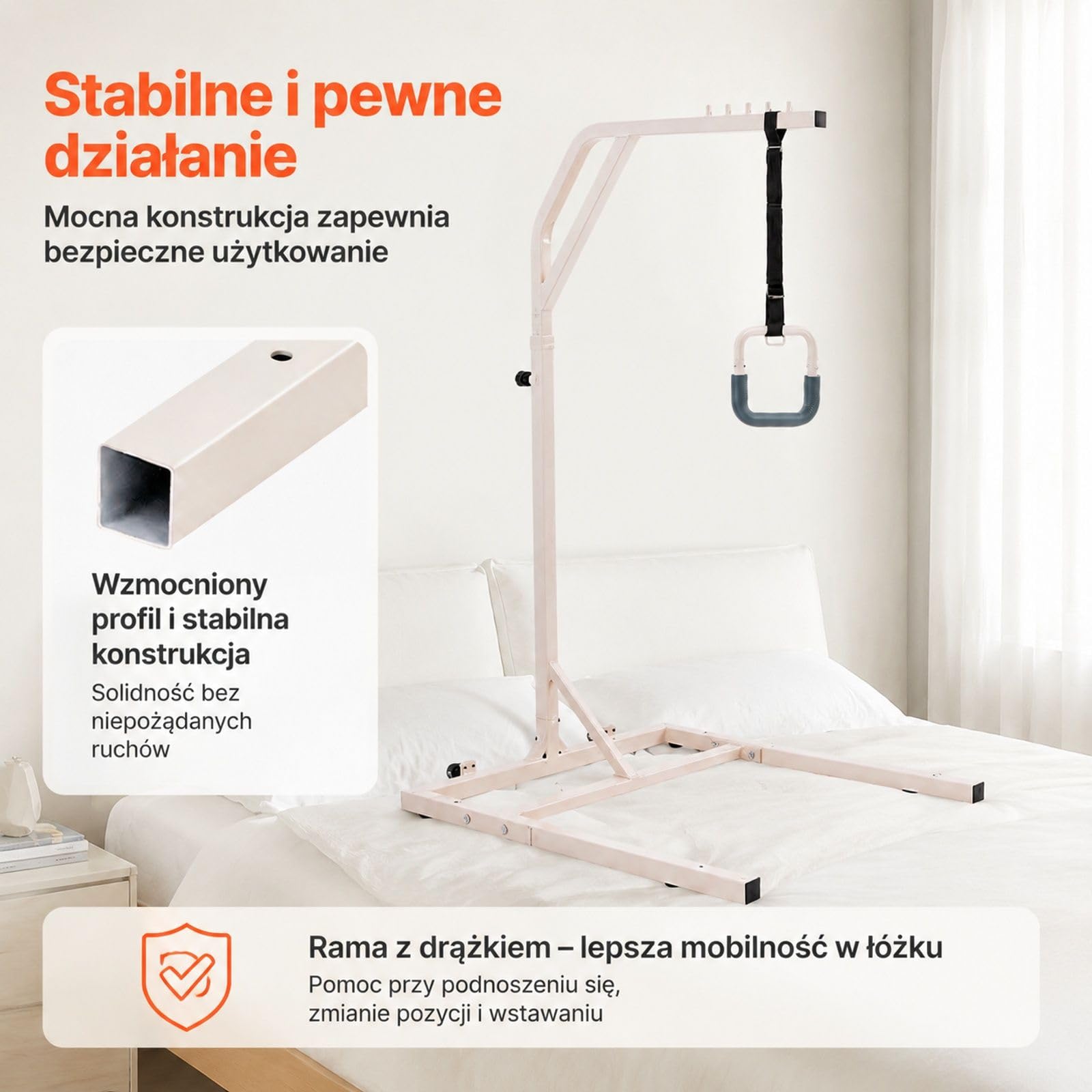 Wolnostojąca barierka łóżkowa ze stali Q195 malowanej proszkowo z regulowanym uchwytem do sypialni i domu