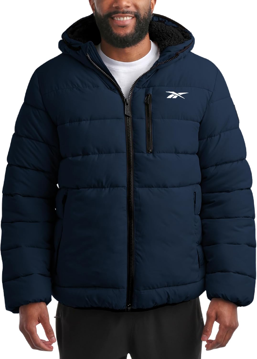 Reebok Mens Winter Jacket - Heavyweight Sherpa Lined Puffer Parka Mens Winter Coat - Insulated Quilted Ski Jacket for Men
