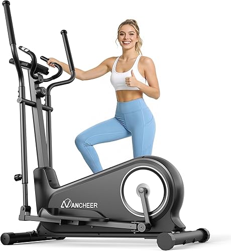 Miniatura 10 de ANCHEER Máquina elíptica de ejercicios, máquina elíptica para el hogar, equipo cardiovascular de 550 libras, máquina elíptica ultra silenciosa, 16