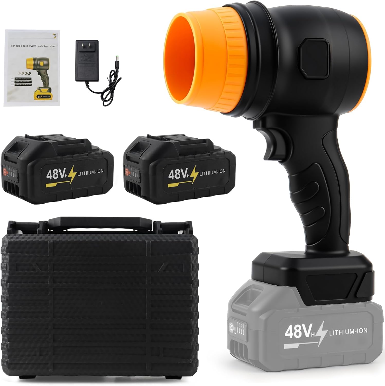 Leaf Blower Cordless, 600000RPM Handheld Electric Leaf Blower Lightweight with 2 Batteries & Charger for Snow, Patio Cleaning, Lawn Care, Blowing Leaves, Dust, Snow