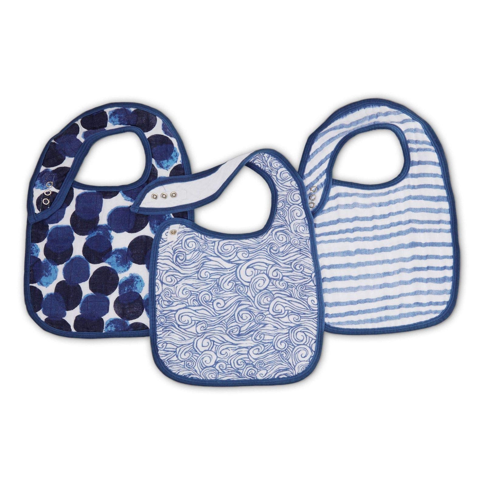 aden + anais baby-boys 100% Cotton Snap Bib (3 Pack) Bib, Birdsong (pack of 3)