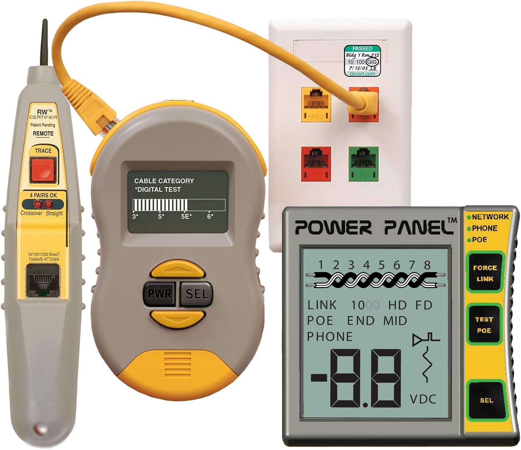 Triplett Byte Brothers Testing Kit with Real World Certifier Ethernet Cable Category Verifier / COAX Tester and Power Panel CAT 5/6 Digital Voltmeter (CPK1000IL2)