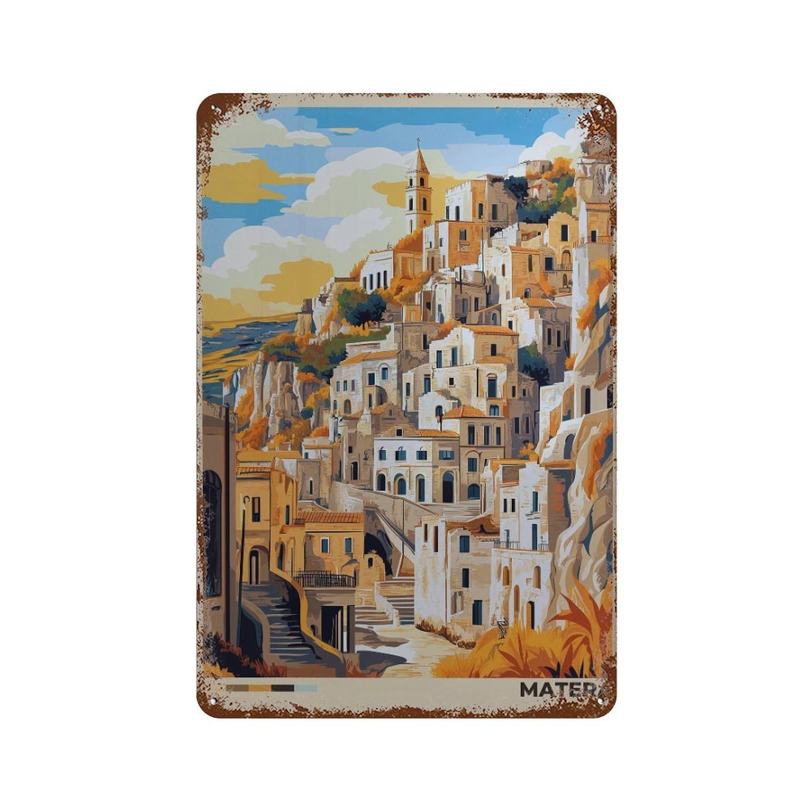 xiaoxiaoshen Matera Italy Travel Basilicata Wall Decor Art Metal Tin Poster Modern Home Decor Art Home Bar Shop Decorations Vintage Sign 30x20cm
