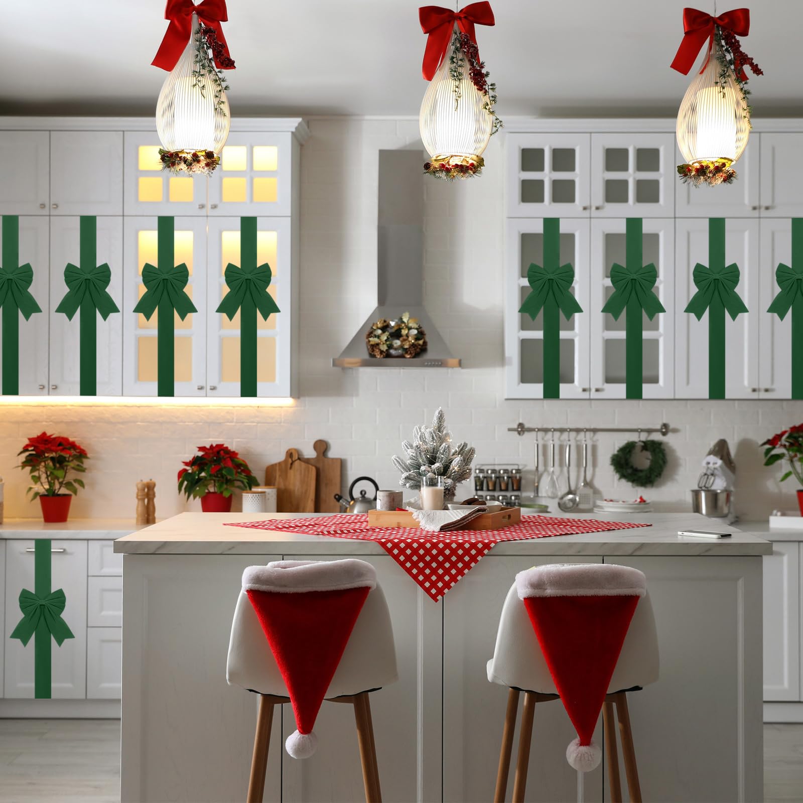 Syhood 8 Stück Samt Weihnachten Schrank Schleifen Tür Dekoration