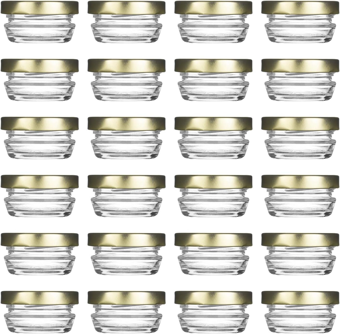 Small Mini Glass Jars With Tin Lids - 24 pcs x 1 oz / 28 g – All Purpose Empty Storage Jars