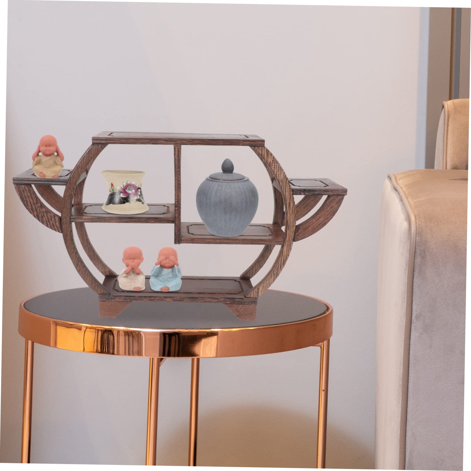 Mikikit Soporte De Exhibición De Madera Antiguo Estante Decorativo Para y Diseño Artístico Para Almacenar y Mostrar Objetos De Estante Multiusos Elegante Para Decoración Interior