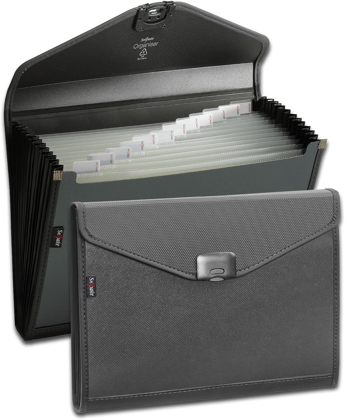 Snopake A4 Zeon Charcoal 13-Part Expanding Organiser [Ref: 15894]