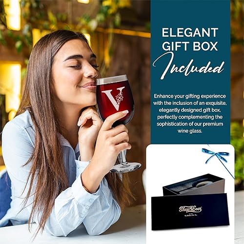 Miniatura 101 de Copa de vino personalizada con monograma floral con inicial grabada, copa de tallo de 16 onzas para mujer, regalo personalizado para su cumpleaños