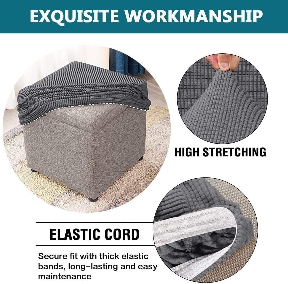 Housse de Pouf Carré 40x40/45x45 Extensible Housse Ottomane,Housses de Repose-Pieds en Jacquard Doux pour protéger Le Repose-Pieds, Housse de Pouf avec Fond élastique, Lavable en Machine ( Color : #4