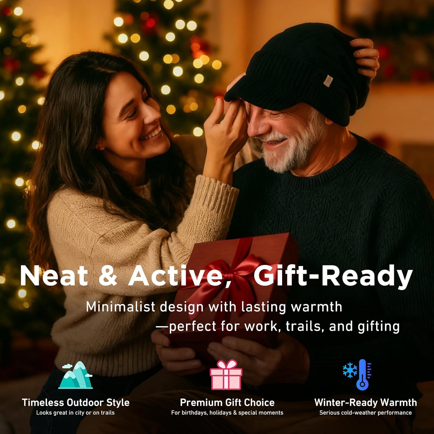 PolarWool™ 100% Merino Wool L/XL/XXL Fleece Lined Slouchy Visor Beanie Stocking Winter Hat with Brim Knit Cap for Men Women - Image 6