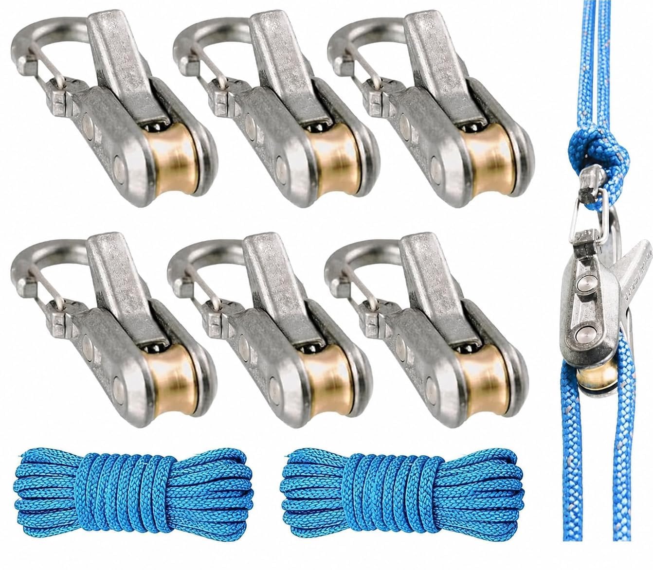 6 x Seilspanner mit Nocken, schnell und ohne Knoten verstellbar für Camping, Planen, Boote und Markisen, 3M reflektierendes Paracord mit Karabiner, stabile Befestigung für den Außenbereich