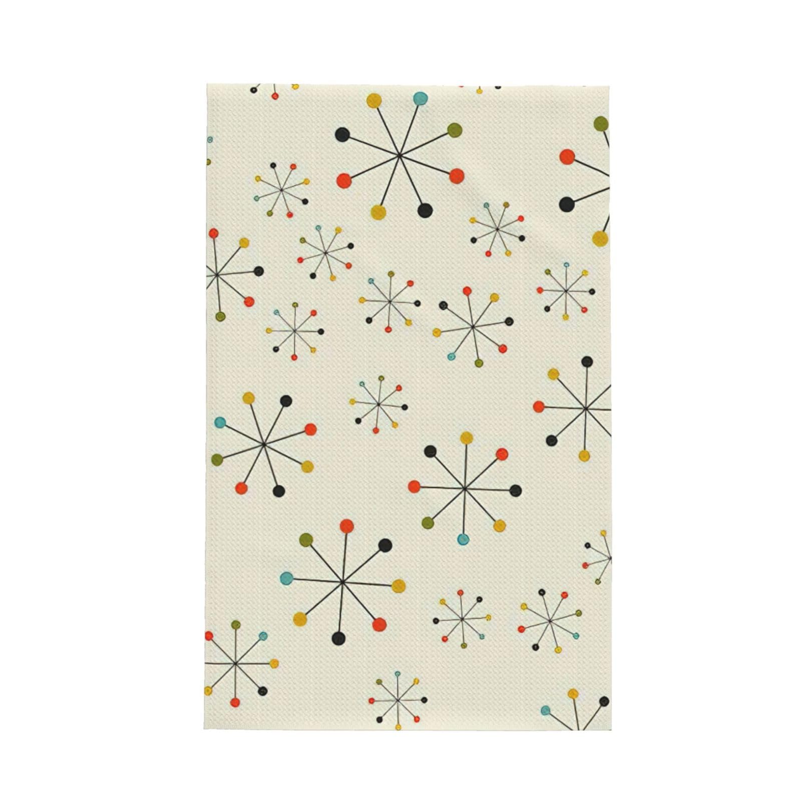 CKGODGF Absctract Geometric Pattern Space Print Absorbent Waffle Dishcloths,Kitchen Towels With Hanging Loops,Tea Towels.