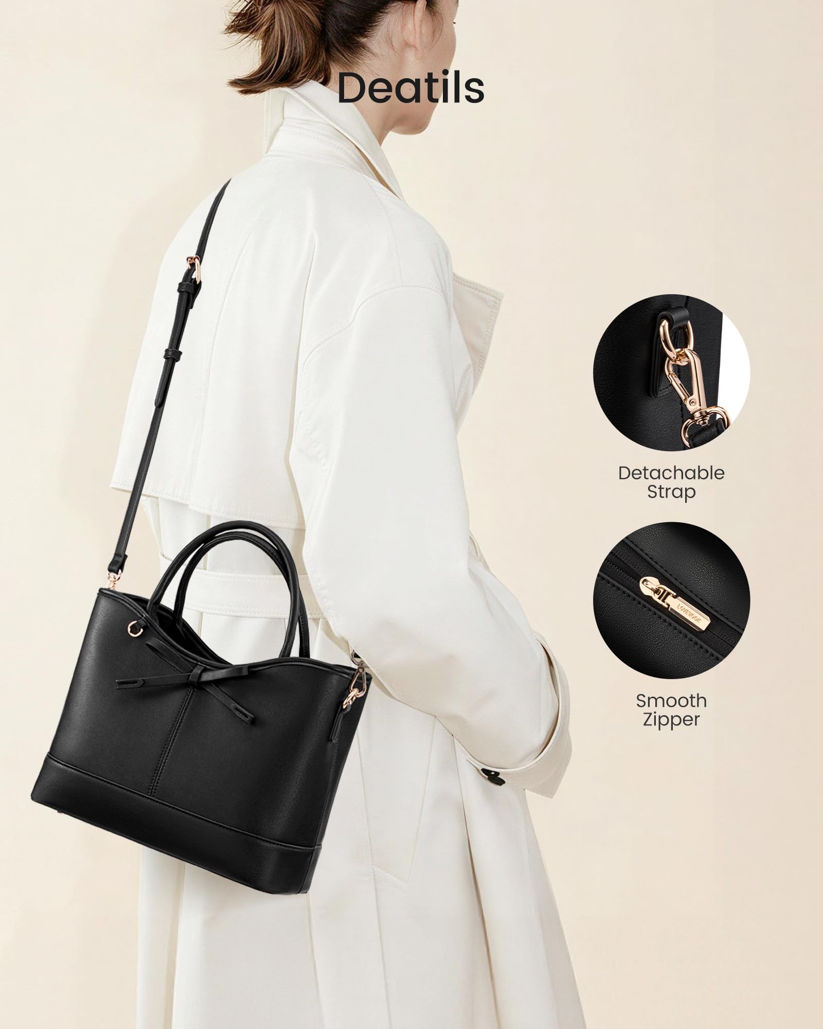 LOVEVOOK Purses and Handbags,PU Leather Purse for women with Zipper,Cute Bow Satchel Top Handle Bags for Ladies