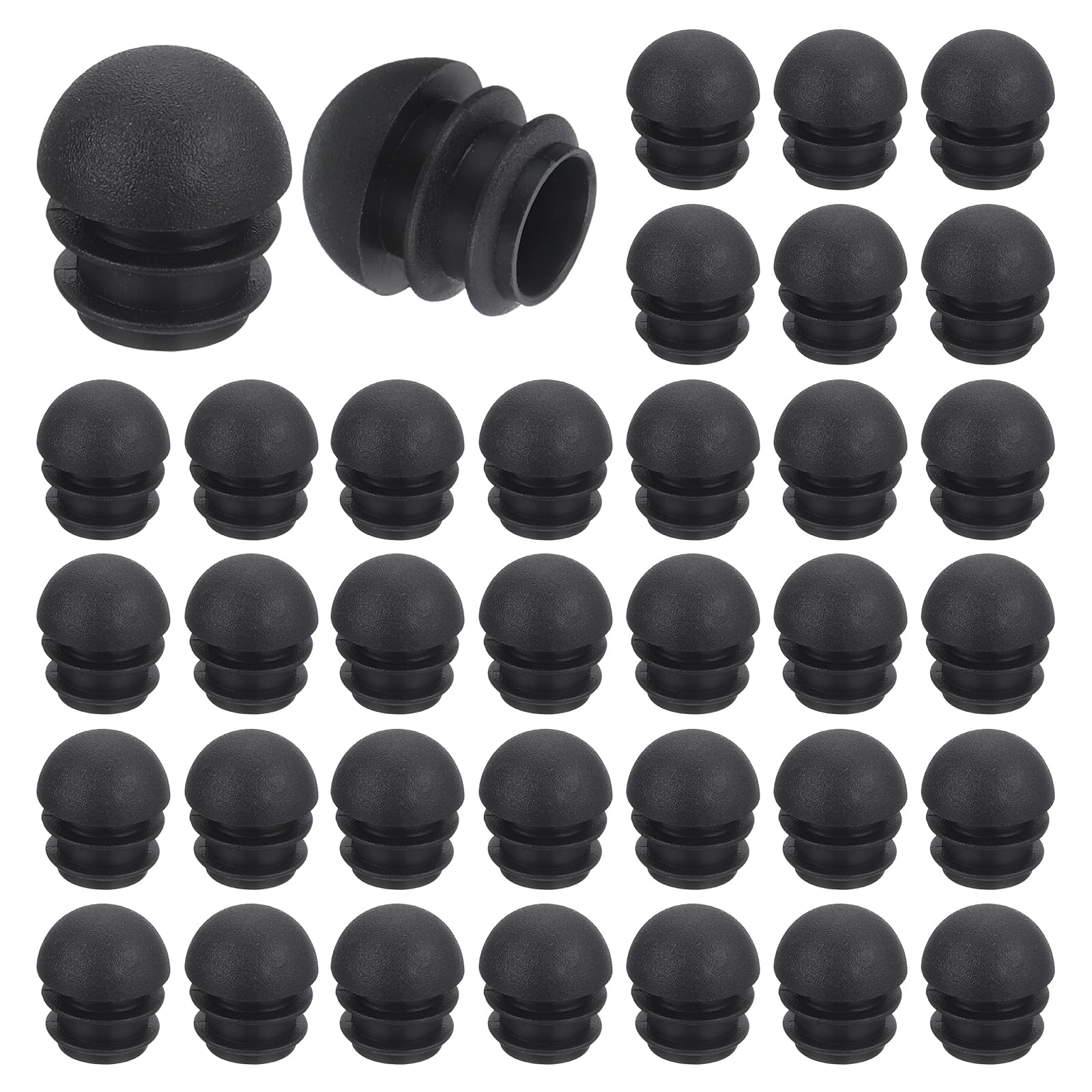 QUARKZMAN 36 Tapones Redondos de Plástico, Tapas de Extremo de Tubo Negro, Insertos de 16mm (0.63 Pulgadas) para Patas de Muebles, Protección Deslizante para Silla