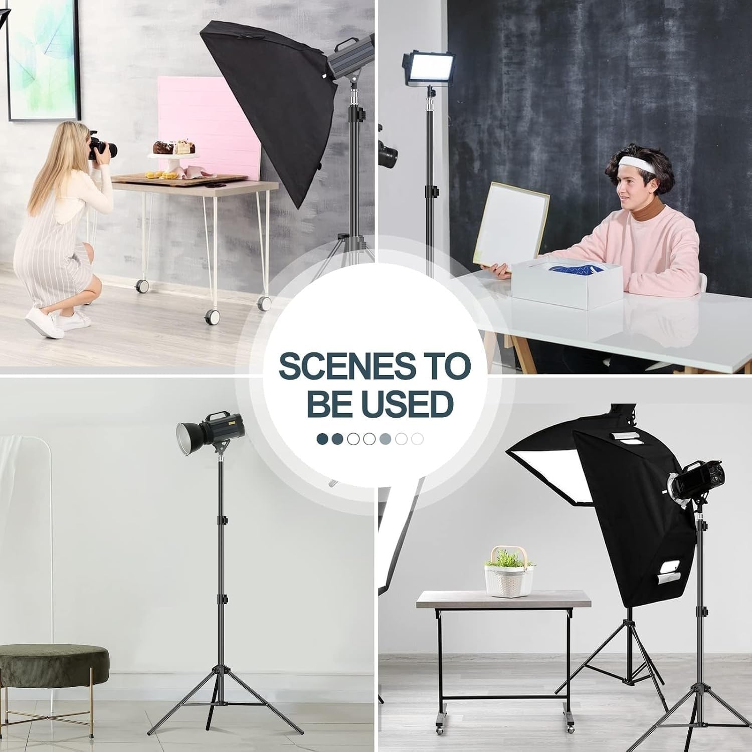 Emart 7 stóp (2,1 m) fotografia studio fotograficzne statyw lampki do softboxu, parasola, nagrywania wideo, odblaska, przenośna pokrowiec w zestawie - 2 sztuki