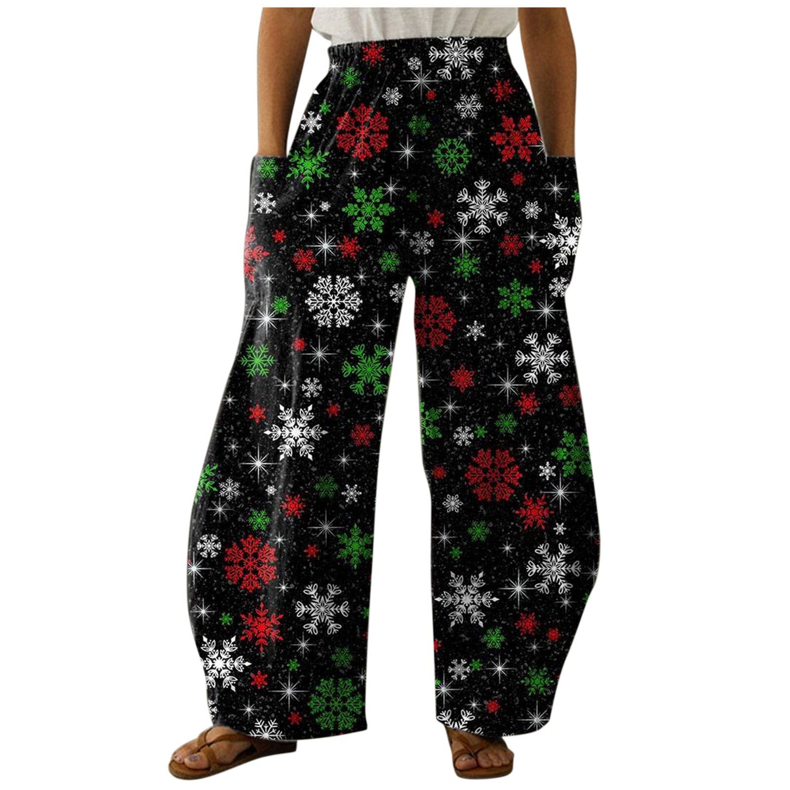 Womens Christmas Xmas Graphic Sweatpants Elastic Waisted Drawstring Christmas Tree Holiday Snowman Workout Fitness