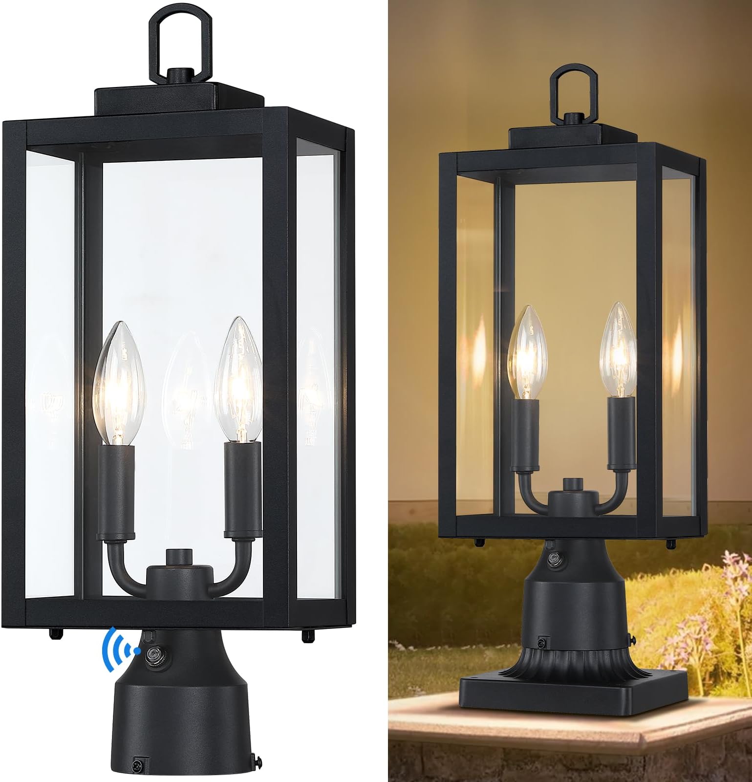 Aoceley Dusk to Dawn Outdoor Post Light with Pier Mount Base, 2Pack