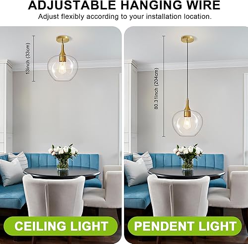 Miniatura 6 de Luces colgantes de cristal para isla de cocina, accesorios de iluminación colgantes de latón dorado, moderna lámpara de techo colgante con pantalla