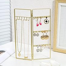 Tuzsocr Présentoir pliable en métal pour boucles d'oreilles, bracelet pour pendentif, coiffeuse, porte-bijoux, présentoir transparent pour rangement de bijoux (taille L)