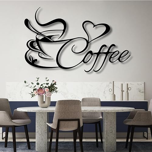 Miniatura 7 de Oxzcimty Arte de pared de taza de café de metal, decoración de pared de café, arte de pared de metal para cafeterías, cocina, comedor, bar, sala de