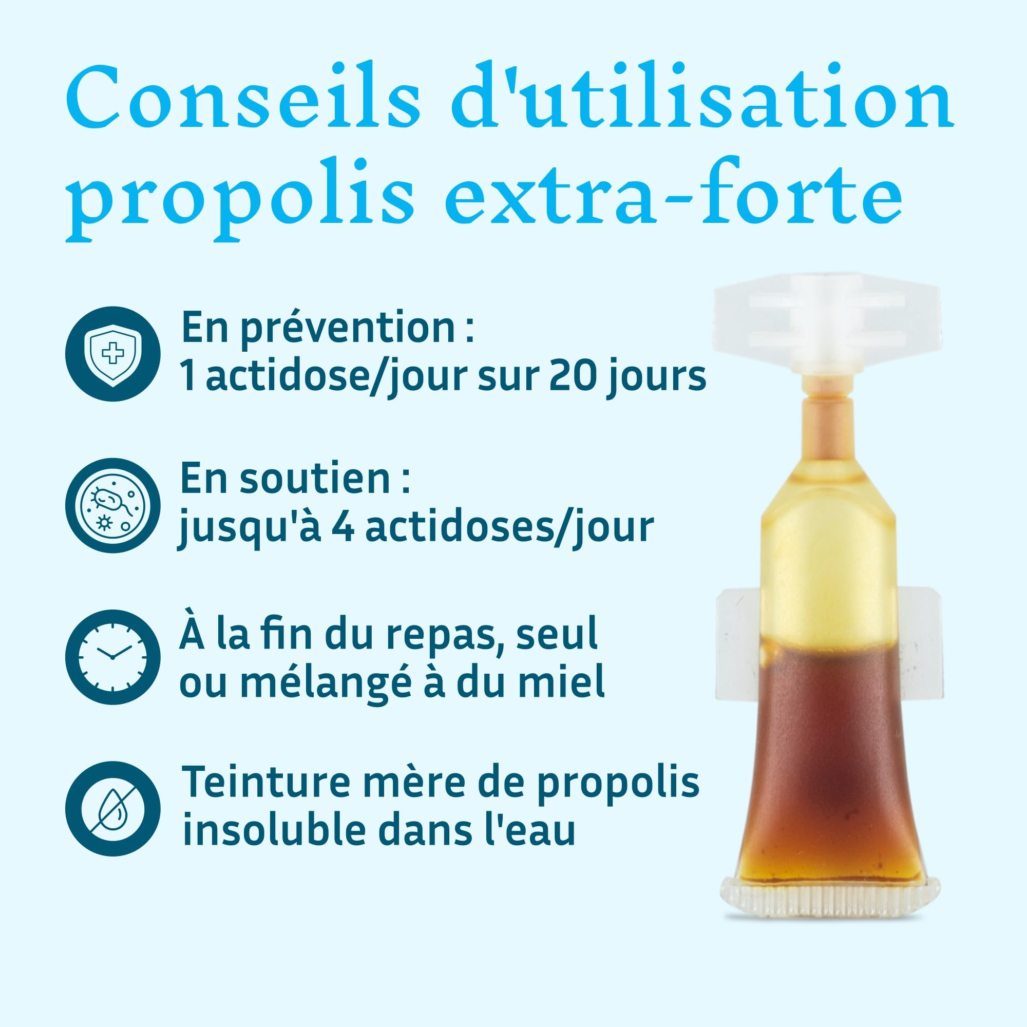 Teinture mère de propolis BIO, Défense Immunitaire & gorge irritée, Cure de 20 jours, 20 Actidoses, 95 mg Polyphénols par Dose, 100% naturel, Fabriquée en France, POLLENERGIE.