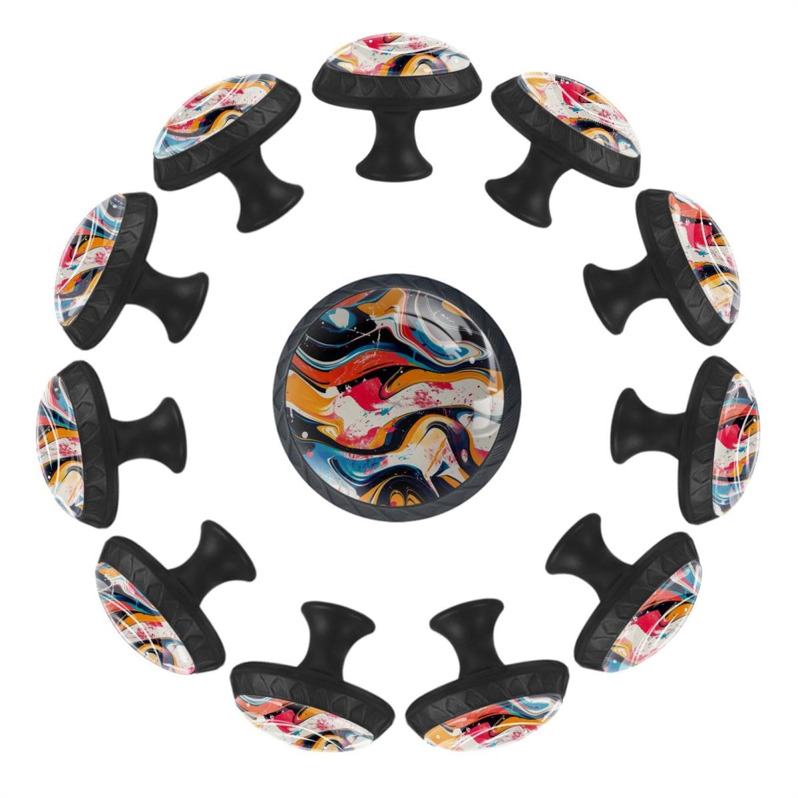 Bouton de tiroir en verre boutons de placard design tendance graffiti coloré pour meuble