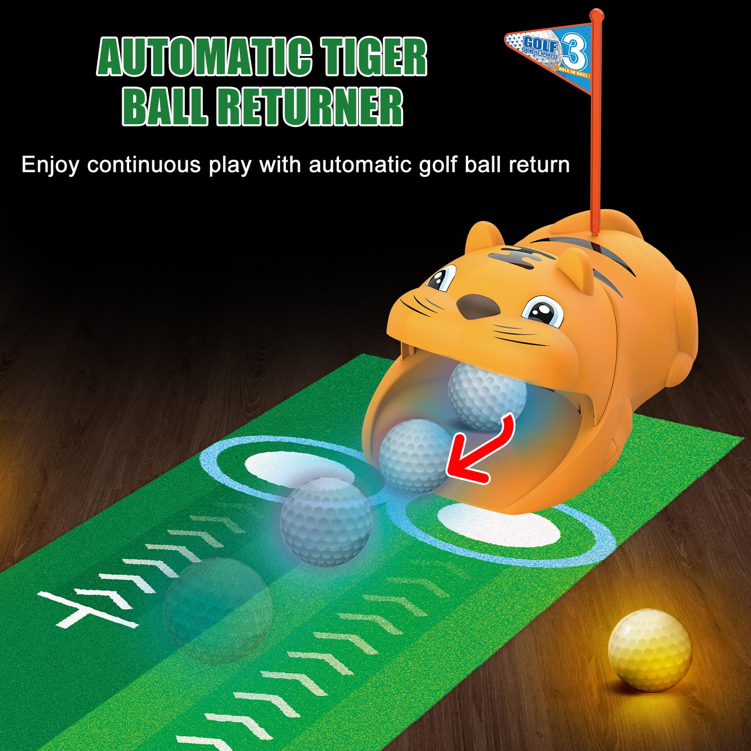 Jouet de golf pour enfants, kit de jeu de golf comprenant un tapis de golf, 3 clubs de golf, 8 balles, 2 trous d'entraînement et 3 drapeaux de golf, chaque lieu peut être utilisé