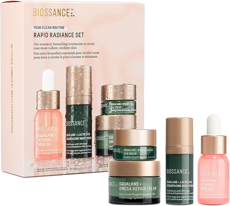 BIOSSANCE Rapid Radiance Set - Clean Skincare Gift for Glowing Skin | Valentine's Day beauty gift for her