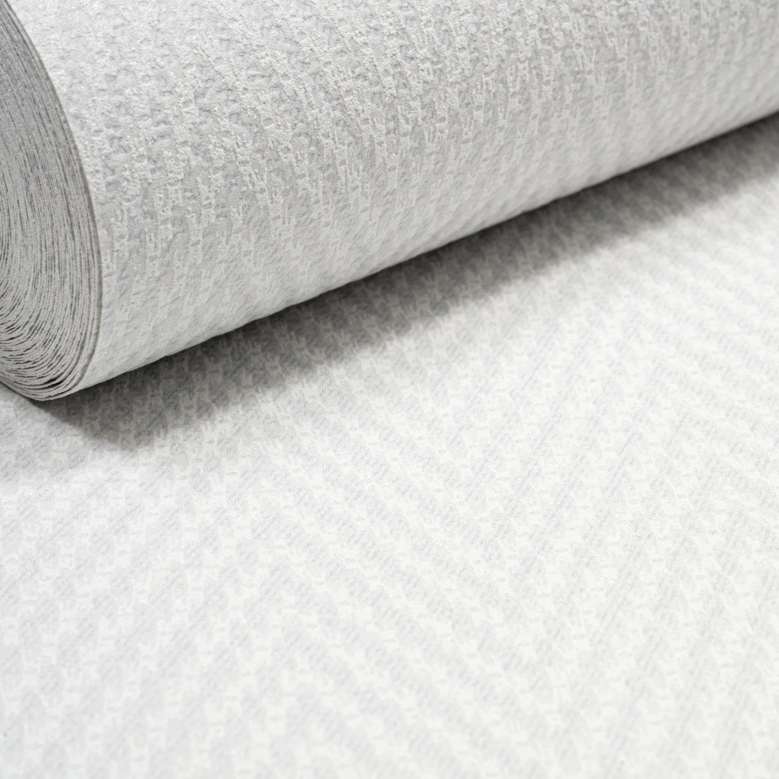 B&Q -  Soft Grey Geometric Zigzag Pattern Wallpaper Textured Free Match Woven Textile Effect Paste The Wall Non-Woven Vinyl