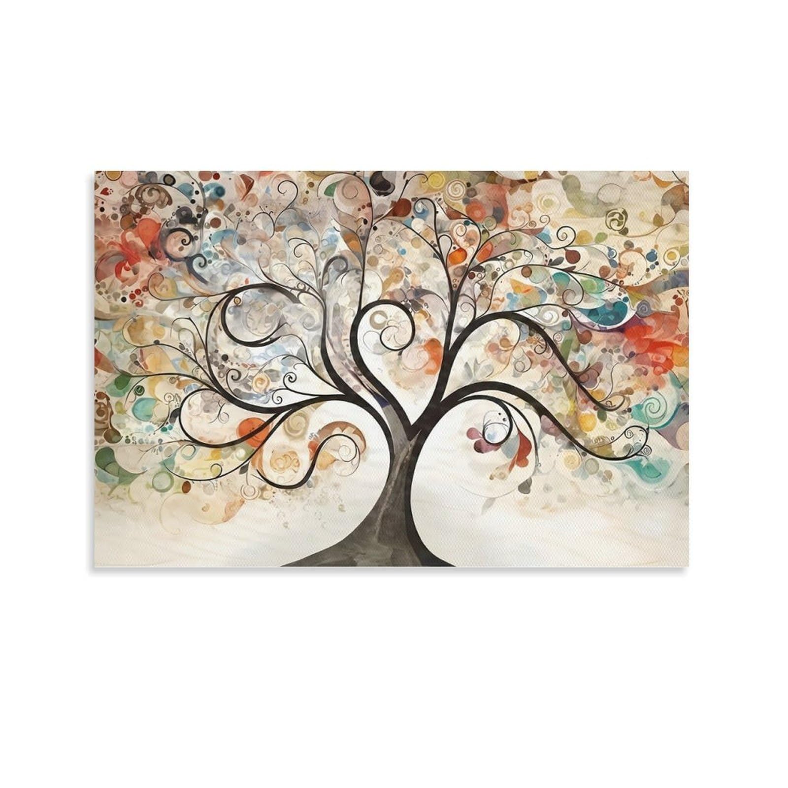 CPLVKWRQJ Abstract Tree Art Individual Whimsical Tree of Life Art Wall Art Decor - Kitchen Canvas Wall Decor Removable Multi-Purpose Focal Point 08x12inch(20x30cm)