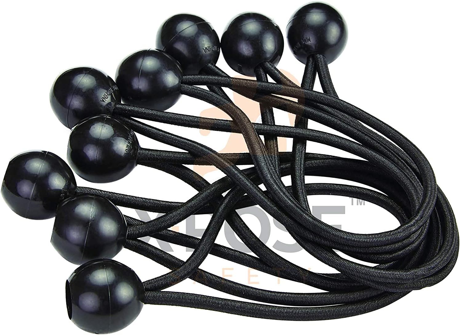 Xpose Safety Bungee Ball Cords – 6” 10 Pack – Heavy Duty White Stretch Rope with Ball Ties for Canopies, Tarps, Walls, Cable Organization - - 