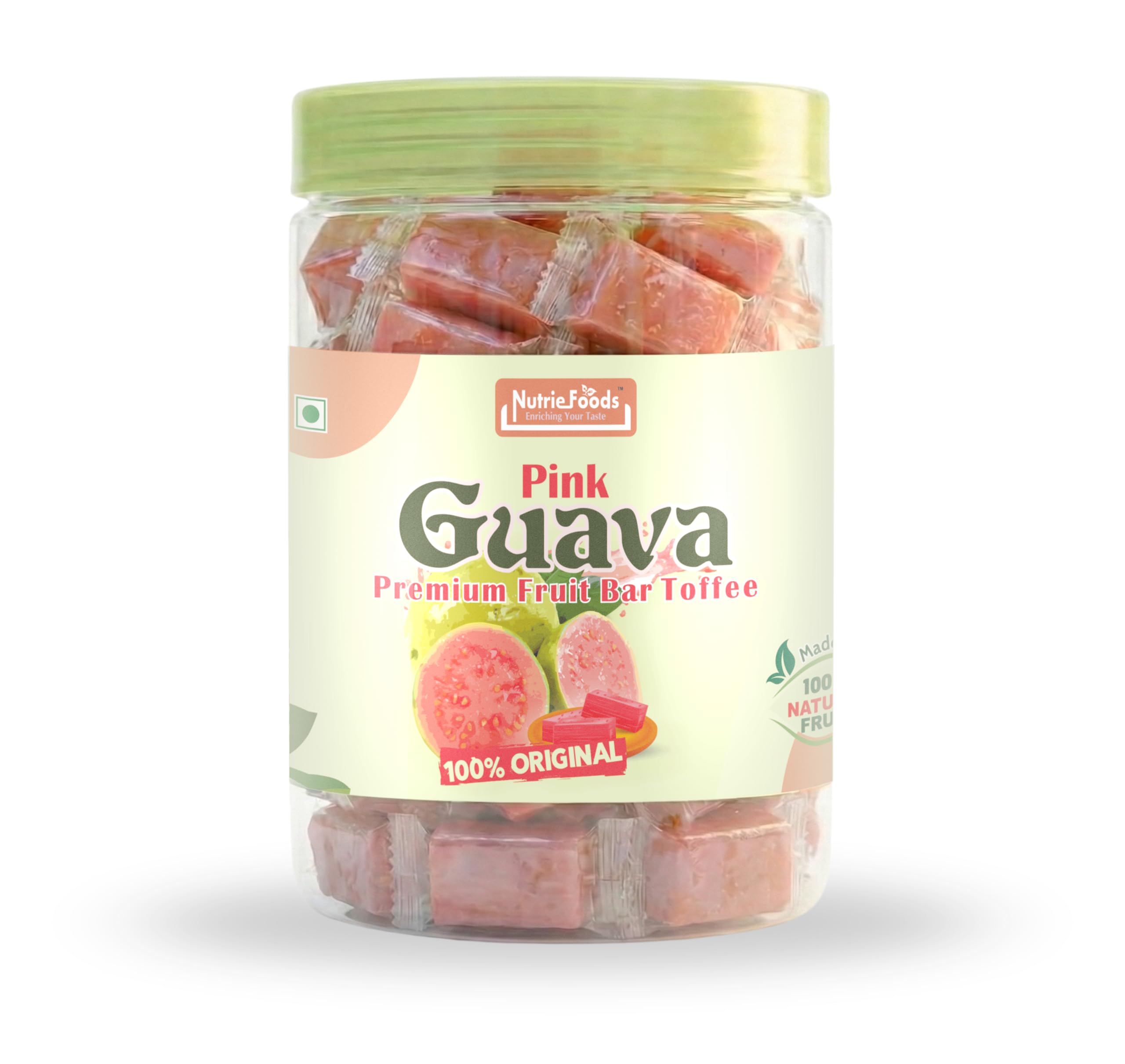 Nutriefoods Pink Guava Toffee, 100% Natural Fruit Candy, Premium Pink Guava Fruit Bar (400gm)