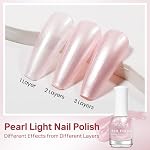 MIZHSE Pink Nail Polonais 15ml,Grand volume à sec rapide Pearl Huile polonaise Air Séchage rapide Pearlescent clair rose laque de ongles Non Gel à base d'huile Nail Art Manucure Salon Accueil DIY Cadeaux