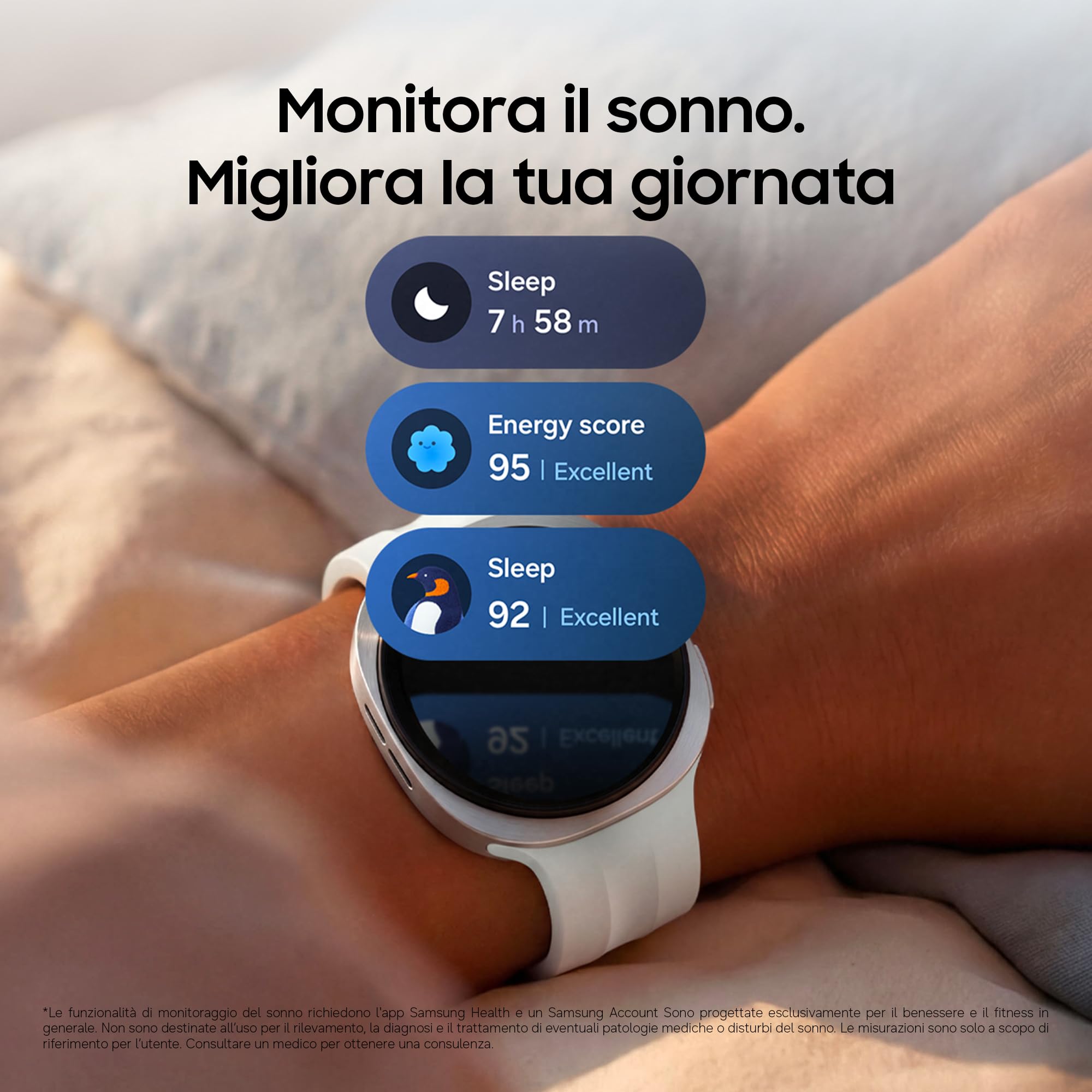 Samsung Galaxy Watch9, 44mm, Silver, LTE [Versione Italiana] | Design Sottile Anti-Urto, Guida al Sonno, Coaching Salute, Benessere Cardiaco, Batteria da 445 mAh, Snapdragon Wear Elite
