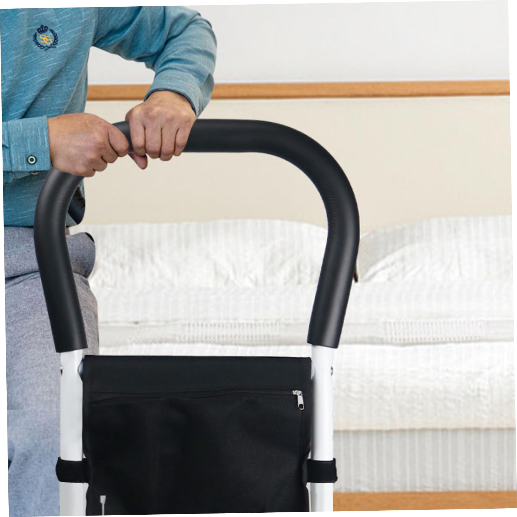 Rieles de cama para adultos mayores Rieles de cama de altura de seguridad Rieles auxiliares de cama ajustables para personas mayores, Rieles laterales de cama plegables con bolsillo de almacenamient
