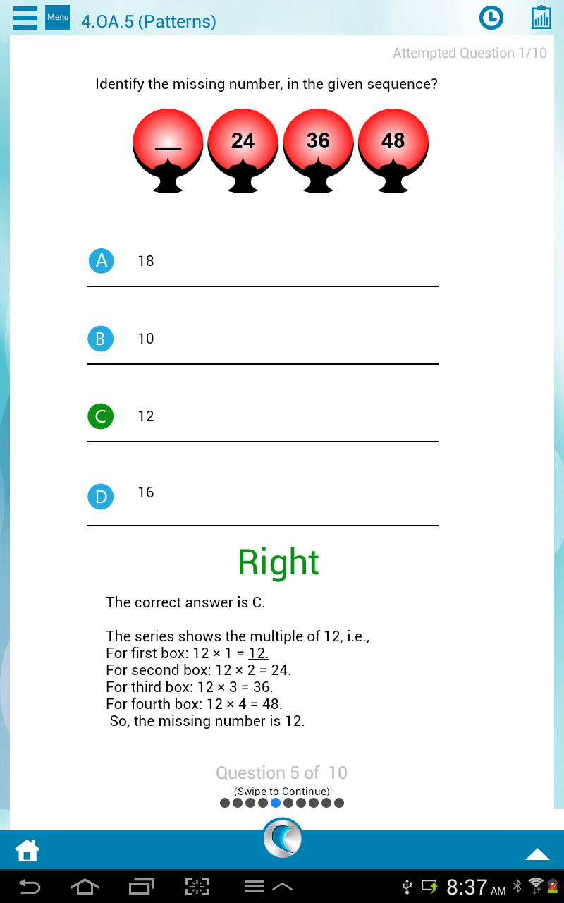4th Grade Common Core Math - App on Amazon Appstore