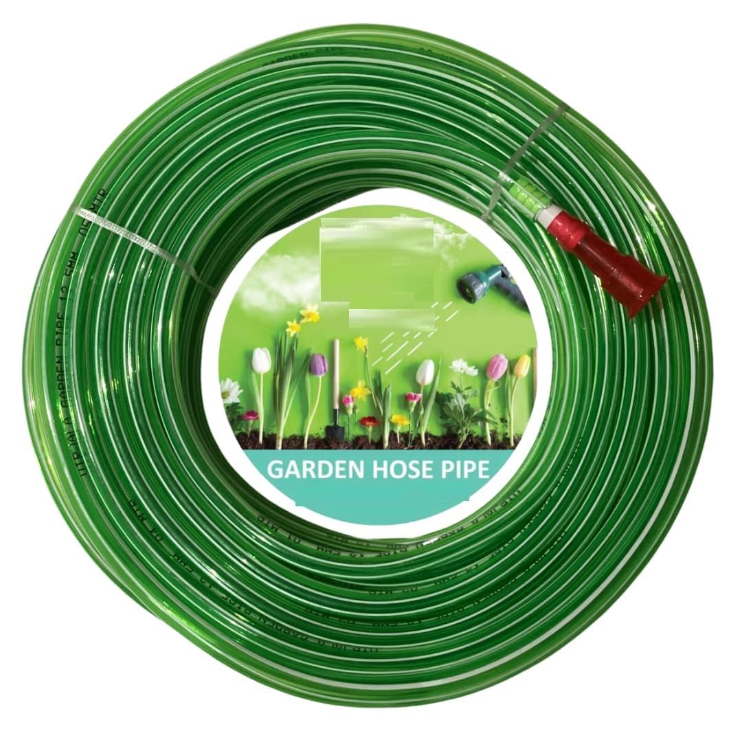 VA PVC Hose Pipe 0.5 Inch PVC MULticolor Water Pipe Lightweight, Durable & Flexible Hose Pipe with Accessories Connector & Clamps Watering Garden, Cleaning, Outdoor-Indoor Use (50ft./15mtr.)