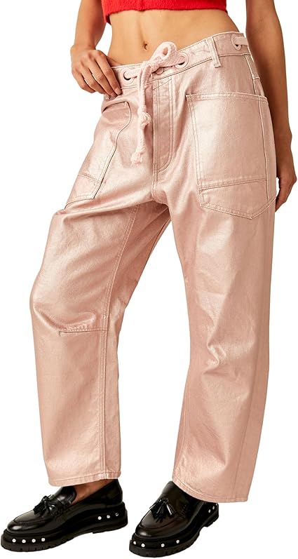 Free People Moxie Metallic Low Slung Bubblegum 29 at Amazon
