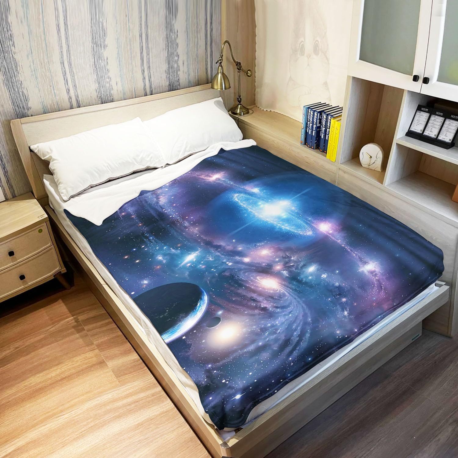 Weltraum-Decke 152x203 Cm – Weicher Plüsch-Überwurf Mit Galaxie-Muster Für Couch & Bett