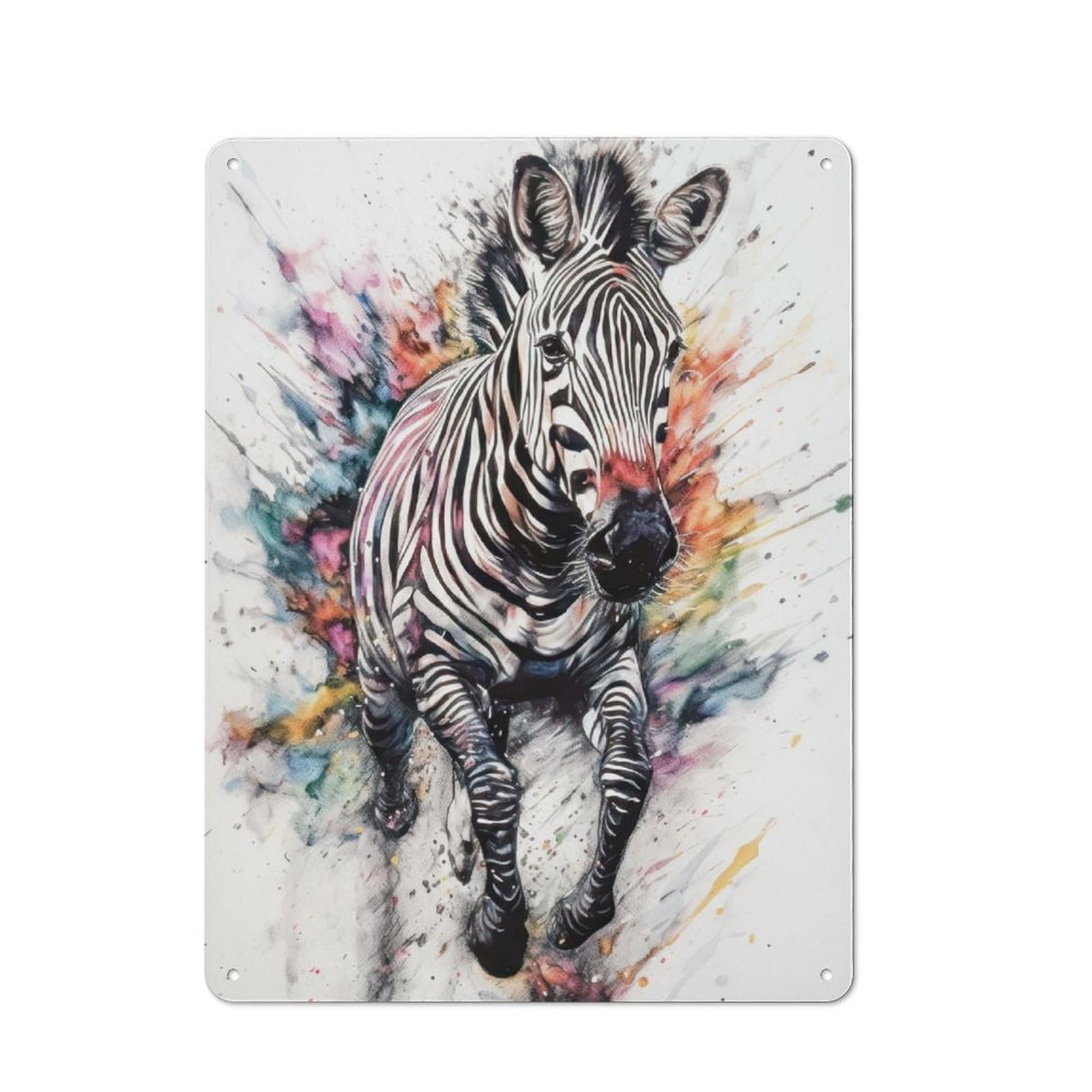 Retro Zebra Abstract Watercolor Vintage Tin Sign 40x30cm, Retro Room Decor for Lounge, Study, Pub Or Wall Gallery